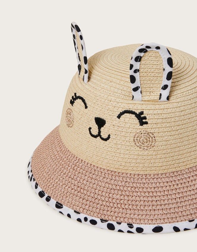 Baby Spot Bunny Straw Sun Hat, Pink (PINK), large