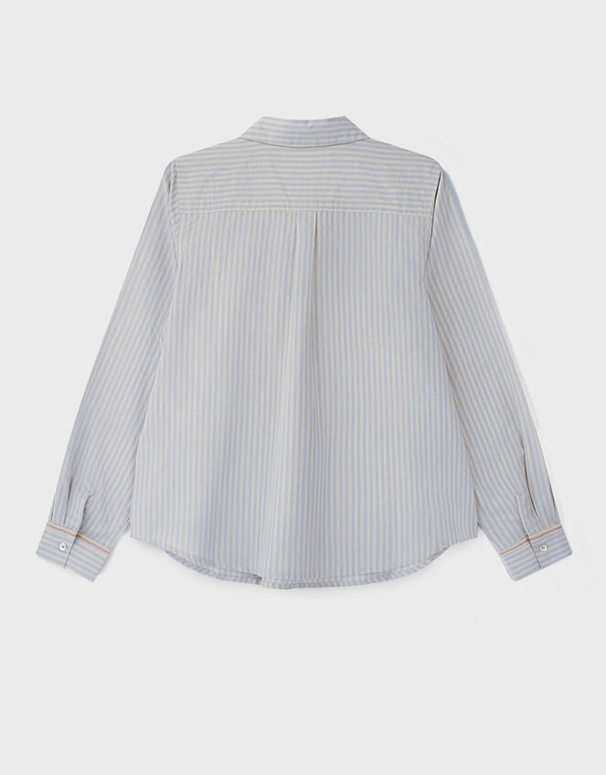 East Piper Striped Cotton Shirt, Blue (BLUE), large