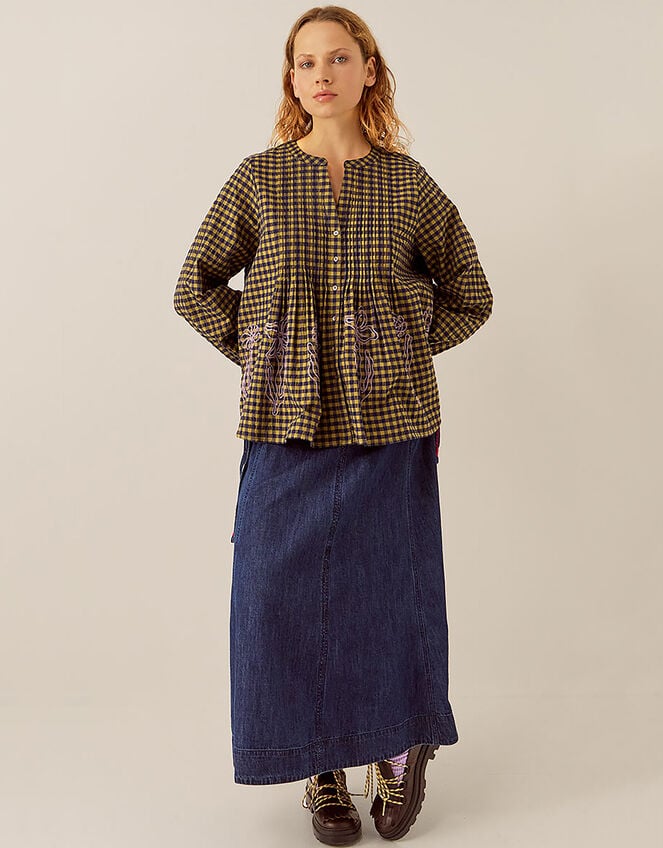 East Dilly Gingham Cotton Blouse, Multi (MULTI), large