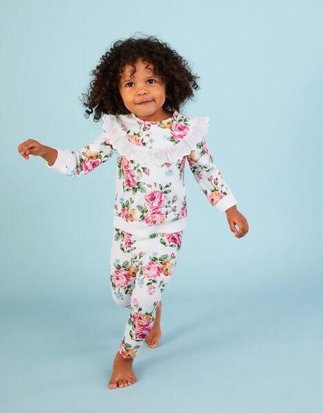 Baby Floral Print Sweat Top and Legging Set, Ivory (IVORY), large