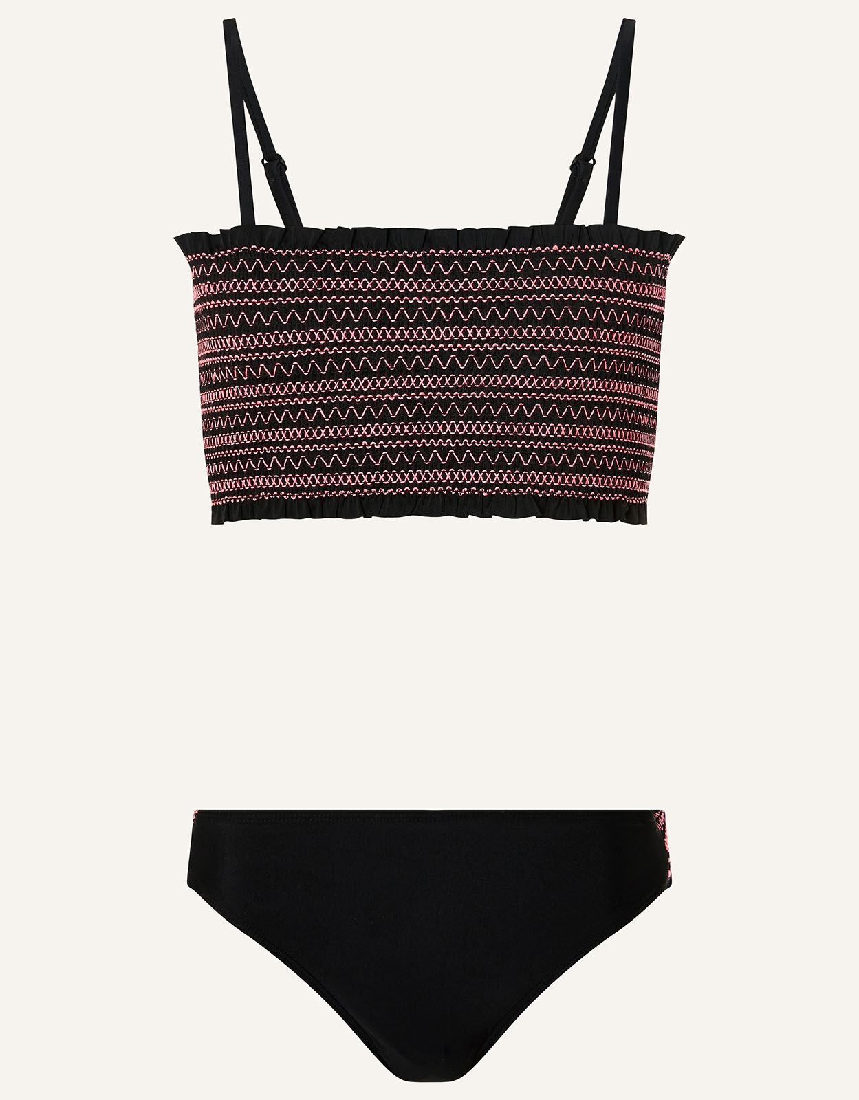 Shirred Bikini Set Black | Girls Beach