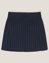 Crochet Knit Pleated Skirt, Blue (NAVY), large