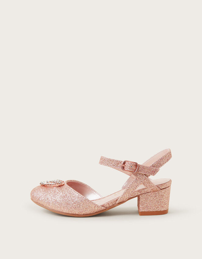 Diamante Heart Glitter Heels, Pink (PINK), large