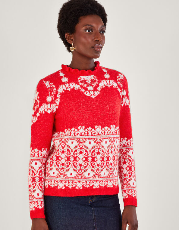 Fabe Fair Isle Sweater, Red (RED), large