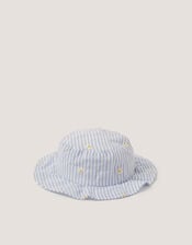 Baby Stripe Bow Bucket Hat, Blue (BLUE), large