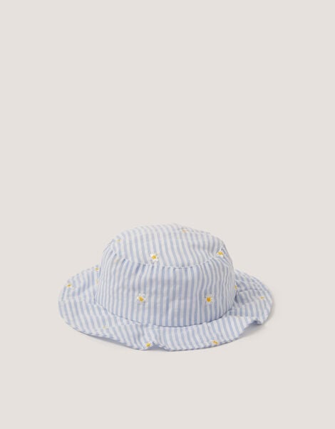 Baby Stripe Bow Bucket Hat, Blue (BLUE), large