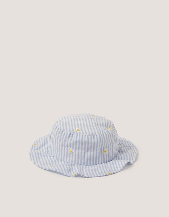 Baby Stripe Bow Bucket Hat, Blue (BLUE), large