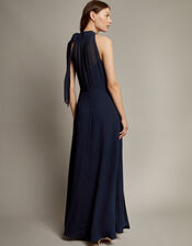 Monika Halter Chiffon Maxi Dress, Blue (NAVY), large