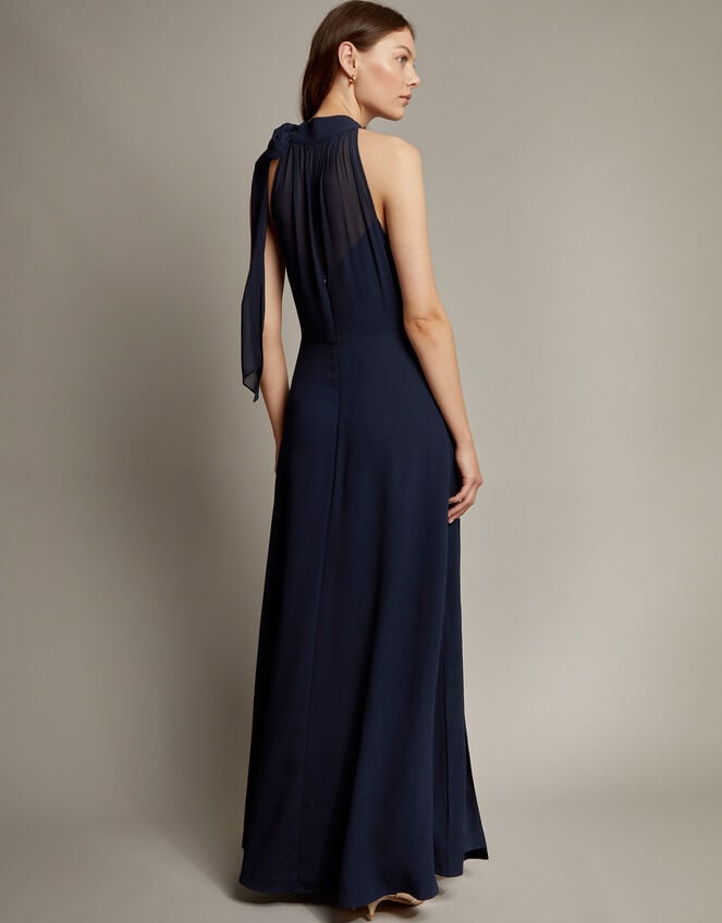Monika Halter Chiffon Maxi Dress, Blue (NAVY), large