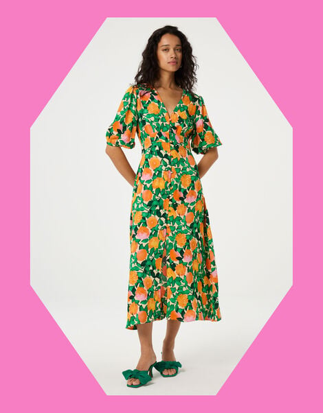 Fabienne Chapot Ana Fruity Floral Midi Dress, Green (GREEN), large