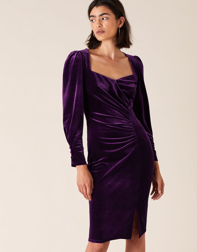 Emily Stretch Velvet Shift Dress, Red (WINE), large