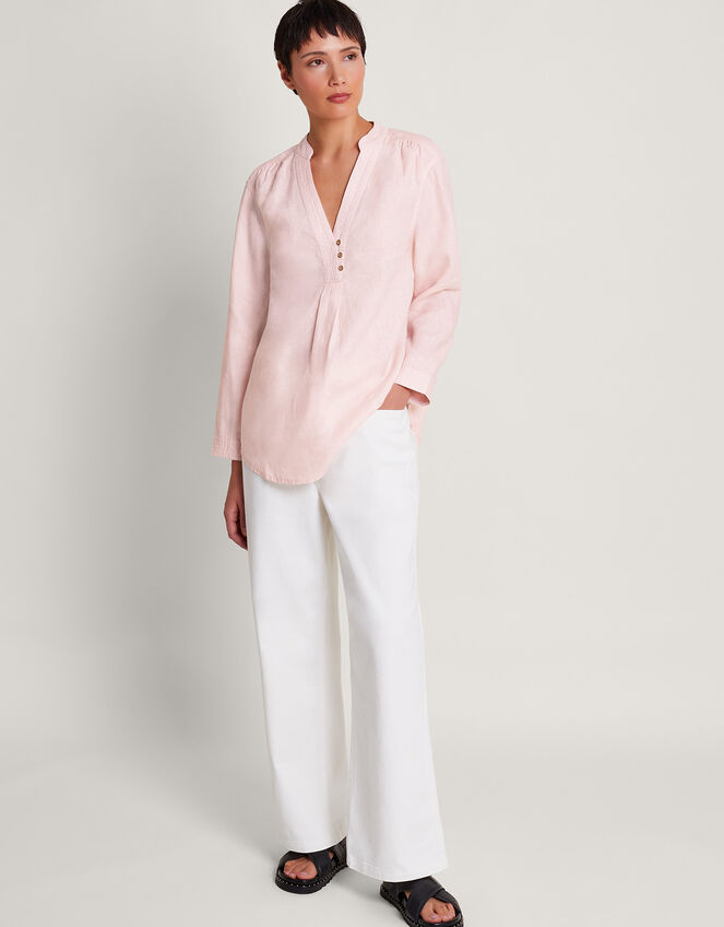 India Linen Shirt, Pink (BLUSH), large