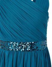 Abigail Sequin One-Shoulder Prom Dress, Teal (TEAL), large