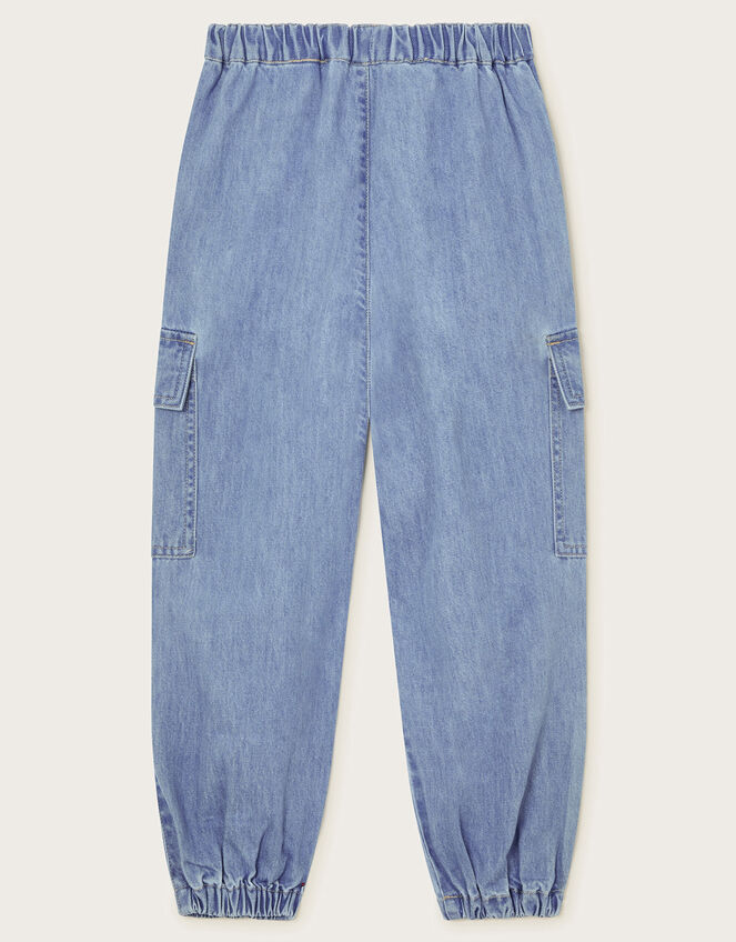 Denim Cargo Trousers, Blue (BLUE), large