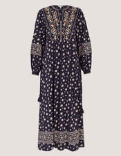 Bonny Floral Print Jersey Midi Dress, Blue (NAVY), large