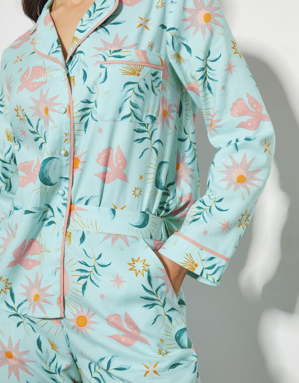 Celeste Celestial Print Pajama Set, Teal (TEAL), large
