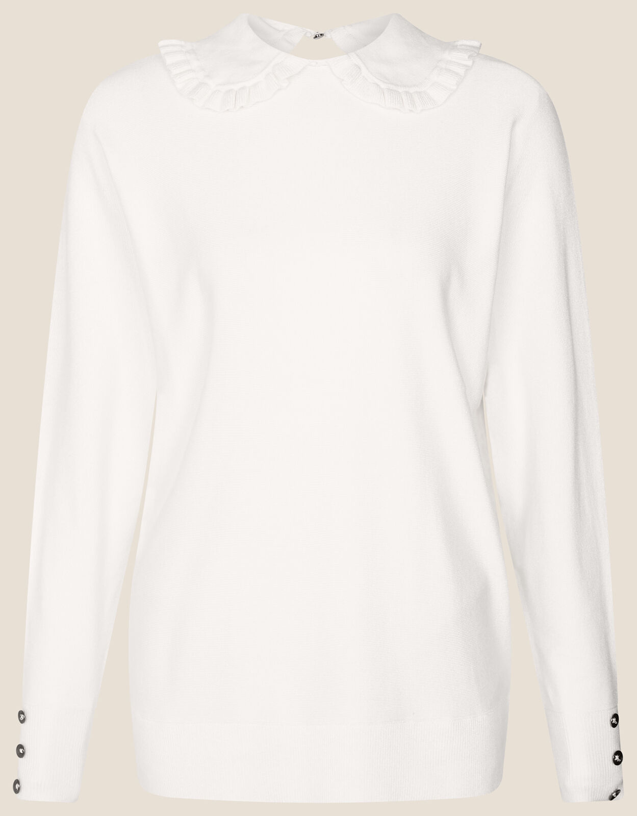 Ruffled shirt top collar jumper