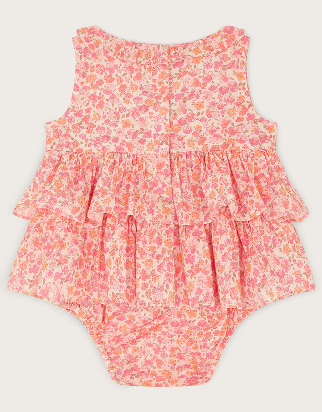 Newborn Ditsy Frill Romper, Orange (CORAL), large