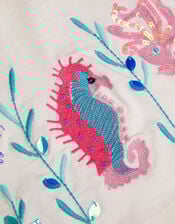 Sea Life Embellished Jersey T-Shirt, Ivory (IVORY), large