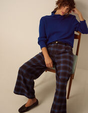 Jules Check Wide Leg Trousers, Blue (COBALT), large