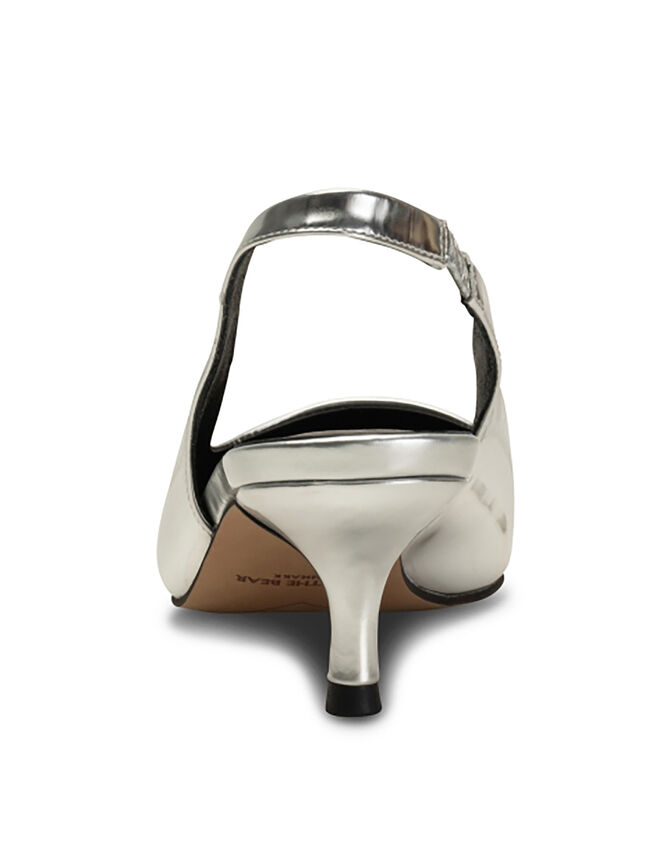 Shoe The Bear Metallic Slingback Kitten Heels, Silver (SILVER), large