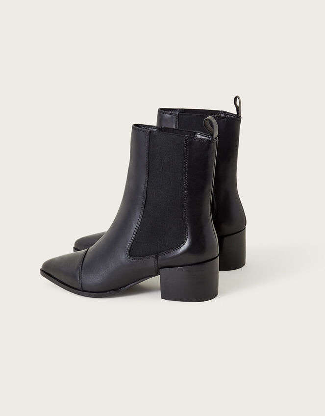 Chelsea Leather Pointed Toe Boots, Black (BLACK), large