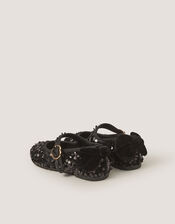 Sequin Mary Jane Ballet Flats, Black (BLACK), large