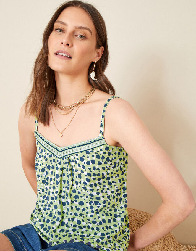 Animal Print Cami in LENZING™ ECOVERO™, Green (GREEN), large