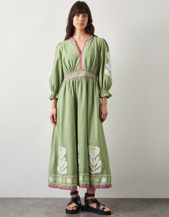 East Valeria Appliqu&eacute; Midi Dress, Green (GREEN), large