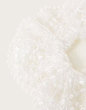 Pearl Embellished Lace Hair Scrunchie, , large