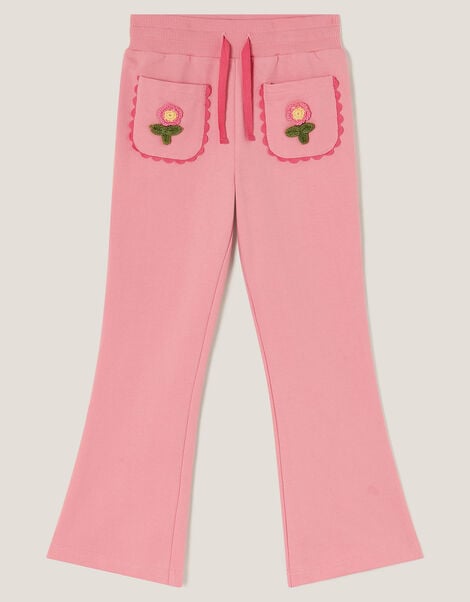 Crochet Flower Flare Joggers, Pink (PINK), large