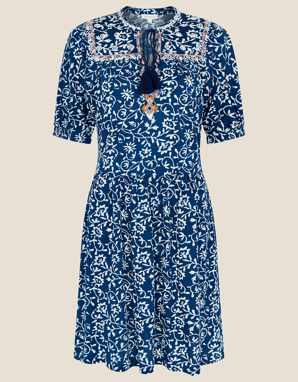Batik Print Dress with Organic Cotton Blue