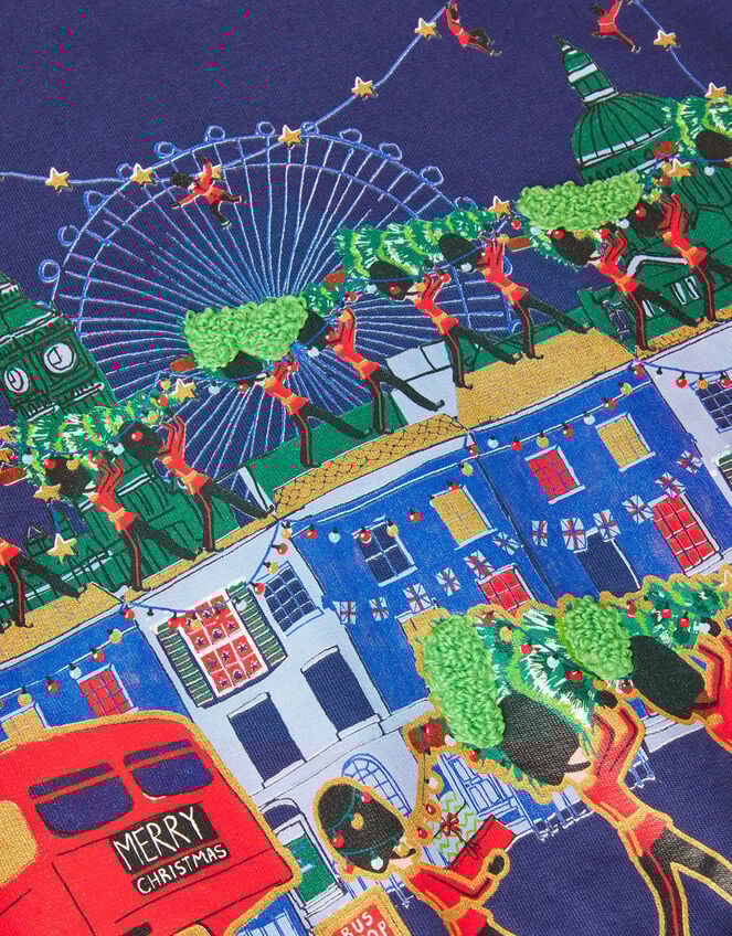 London Christmas Scene Sweatshirt, Blue (BLUE), large