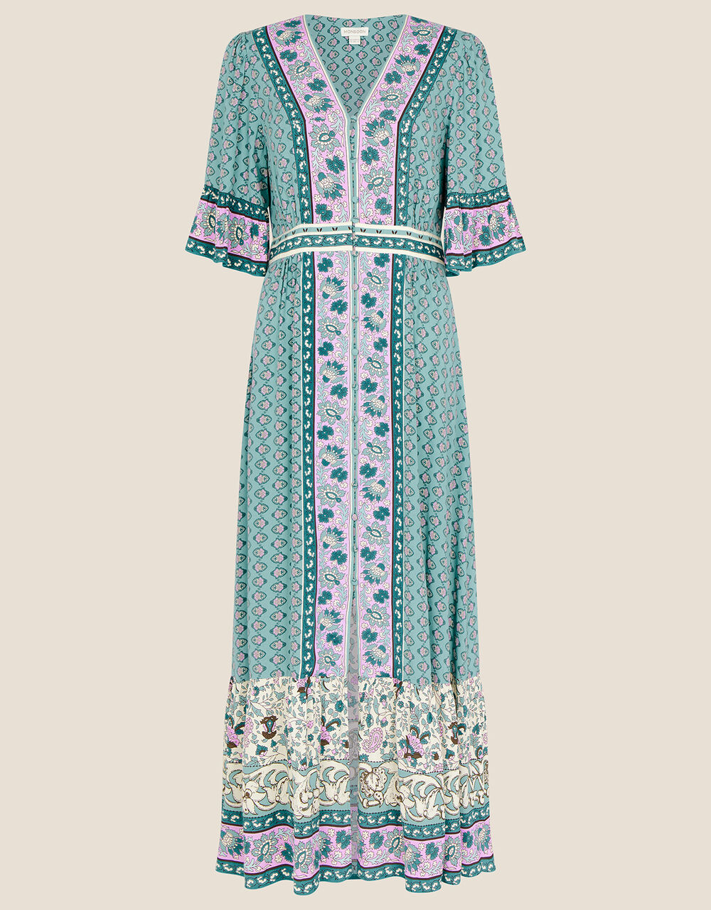 Kaylee Contrast Print Kaftan Dress with LENZING™ ECOVERO™ Green Work