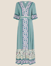 Kaylee Contrast Print Kaftan Dress with LENZING™ ECOVERO™ , Green (GREEN), large
