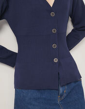 Suzy Fitted V-Neck Cardigan, Blue (NAVY), large