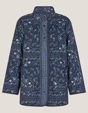 Mandy Paisley Print Quilted Corduroy Jacket, Blue (NAVY), large