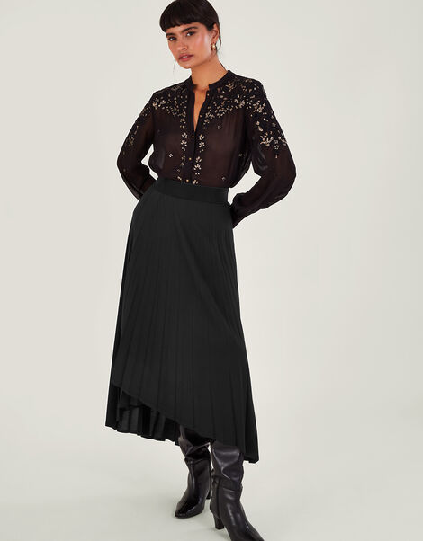 Parly Pleated Skirt, Black (BLACK), large