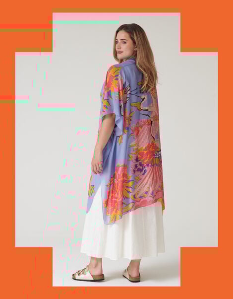 One Hundred Stars Crane Print Throwover Jacket, , large