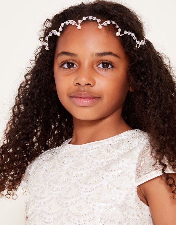 Pearly Sparkle Metal Crown, , large