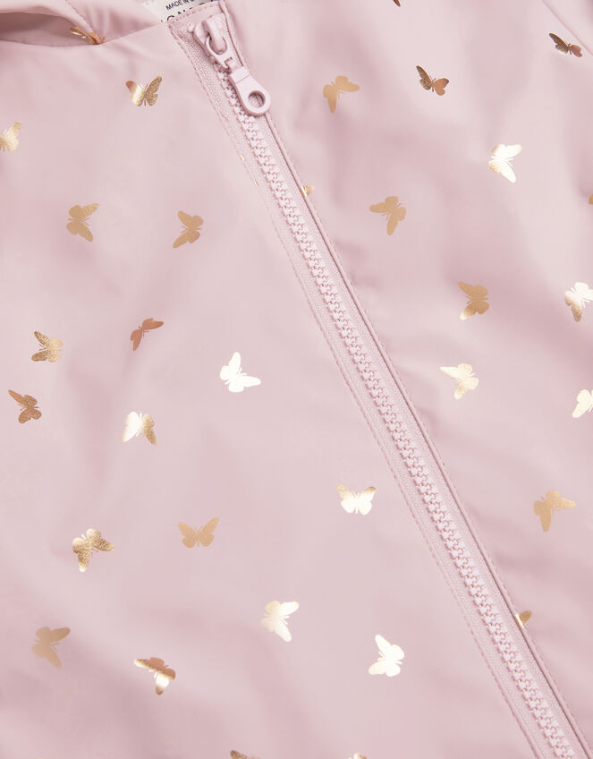 Foil Butterfly Print Rain Coat, Pink (PINK), large