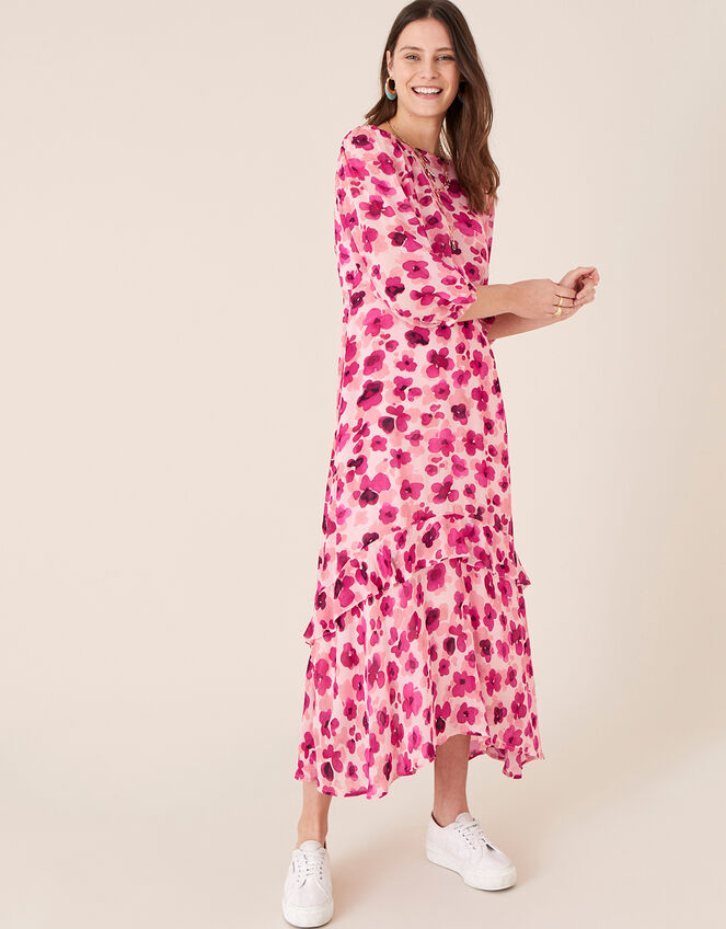 Pompea Poppy Print Midi Dress, Pink (PINK), large
