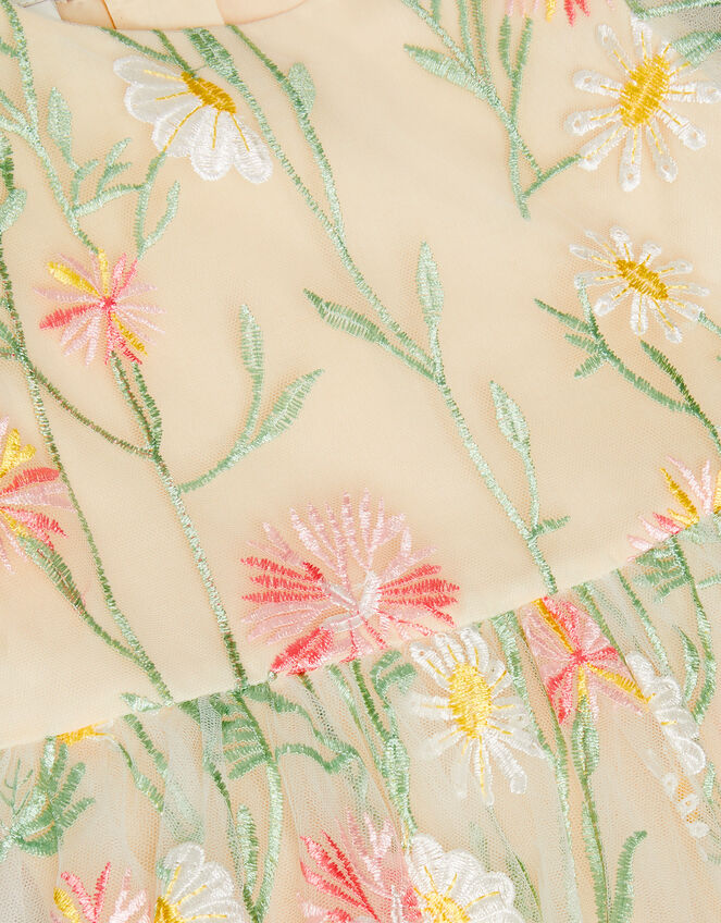 Celina Daisy Embroidered Party Dress, White (WARM IVORY), large