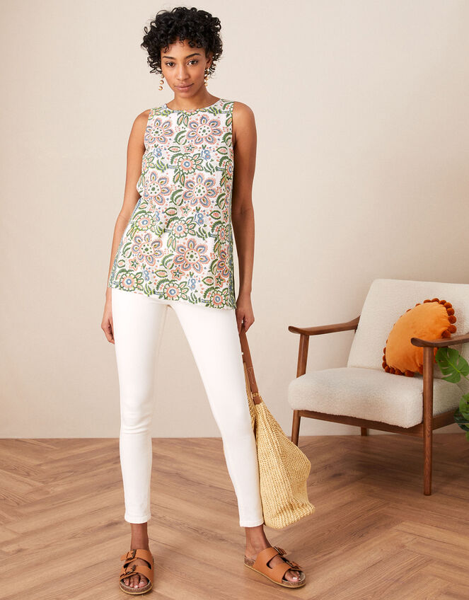 ARTISAN STUDIO Floral Print Tunic, Ivory (IVORY), large