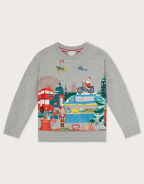 Christmas London Sweatshirt, Grey (GREY), large