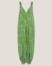 Geena Geometric Woodblock Jumpsuit, Green (GREEN), large