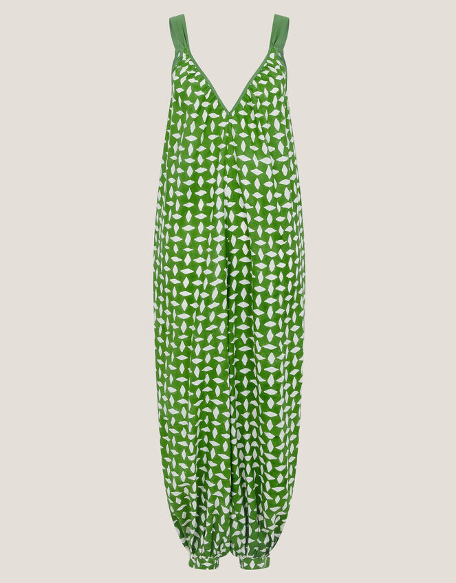 Geena Geometric Woodblock Jumpsuit, Green (GREEN), large