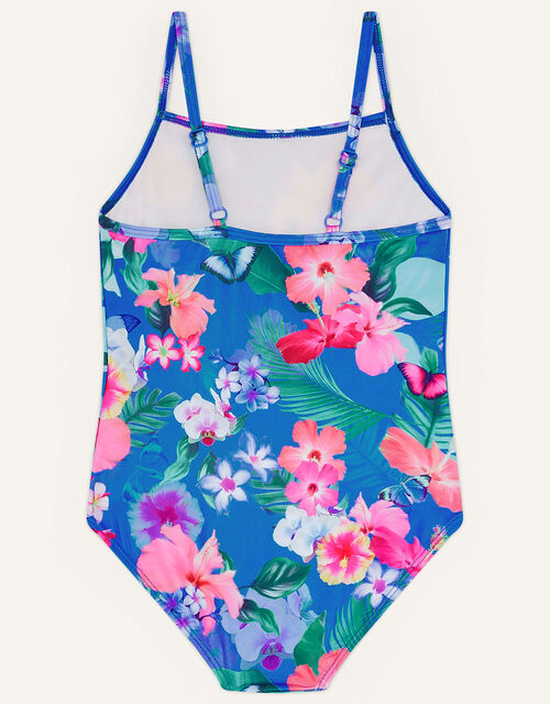 Floral Butterfly Swimsuit with Recycled Polyester, Blue (BLUE), large