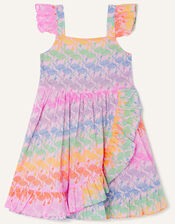 Flamingo Stripe Frill Front Dress, Pink (PINK), large