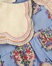 Heart Print Scallop Blouse, Blue (BLUE), large